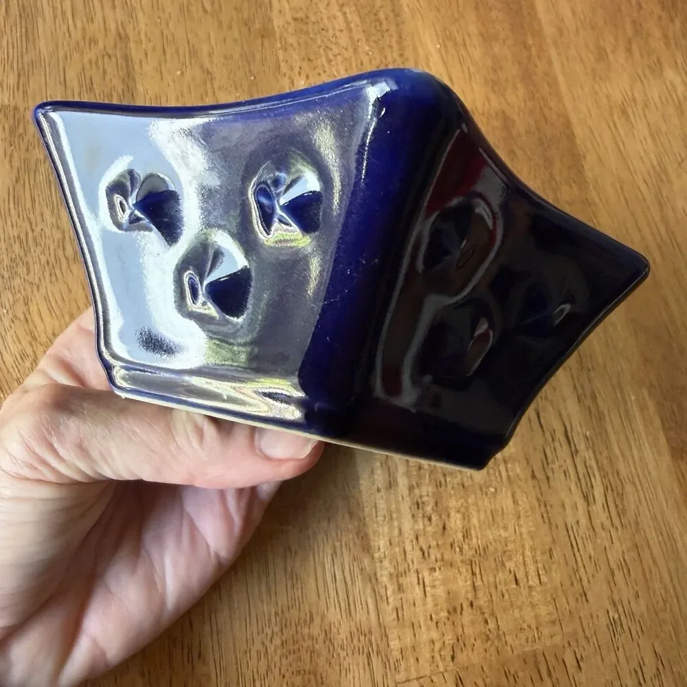 Longaberger Pottery Cobalt Blue Star Dish Proudly American Ramekin Dip Candy USA